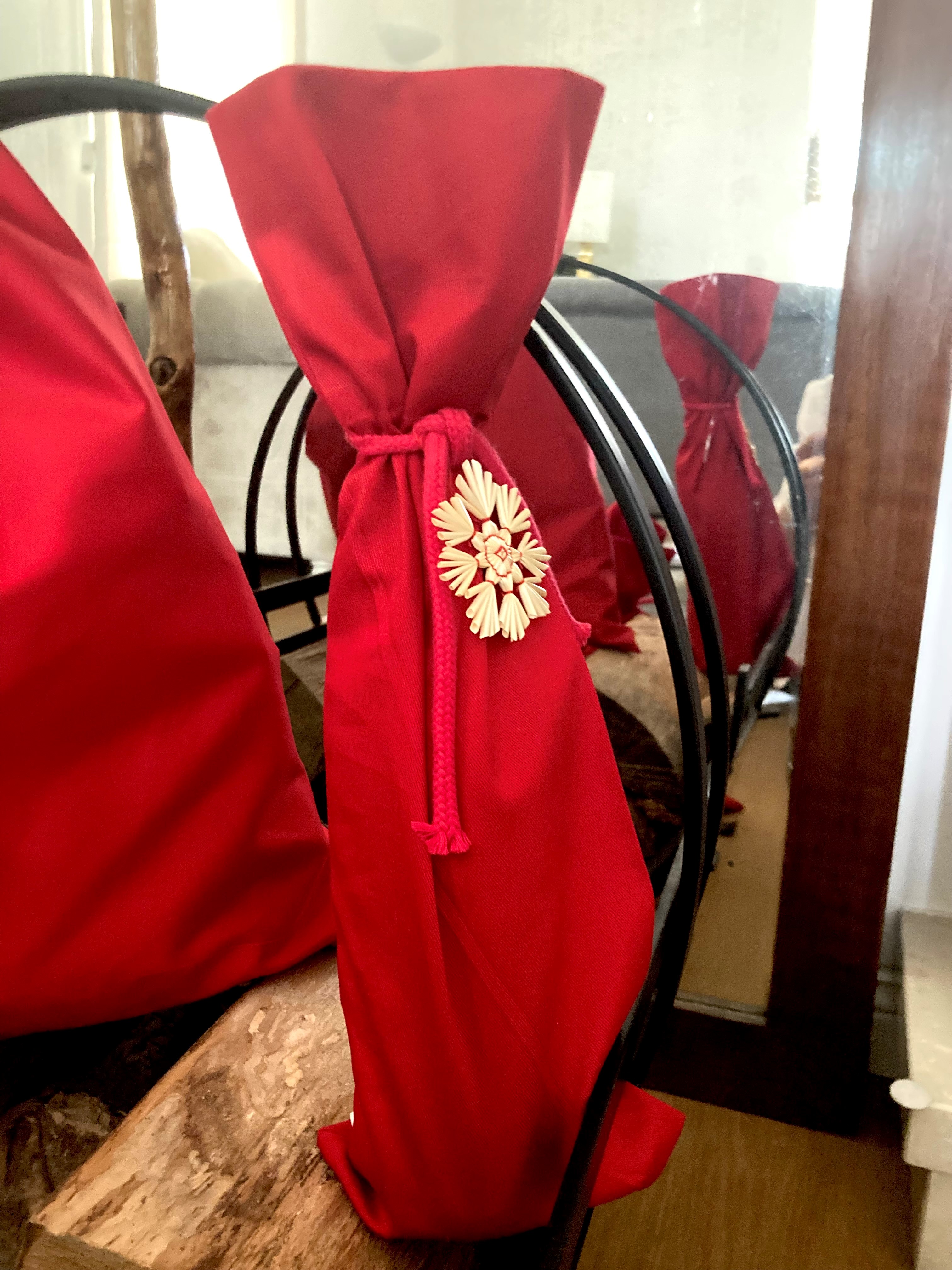 All Plain Red Gift Cloth Sacks, XL & L & Bottle