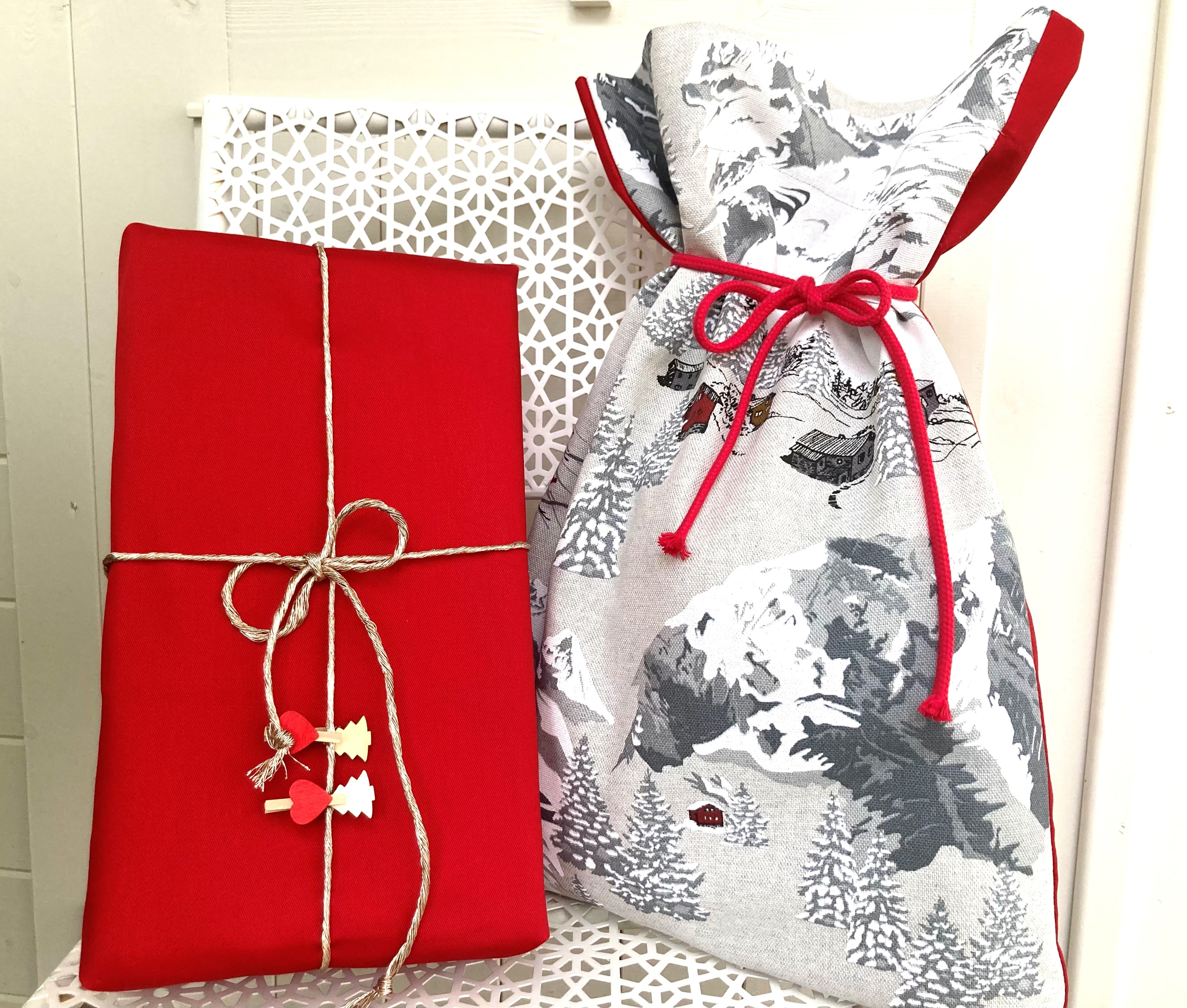 All Plain Red Gift Cloth Sacks, XL & L & Bottle